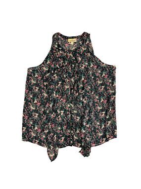 Princess Vera Wang Floral Sleeveless Tie Neck Chiffon Blouse Women's XL